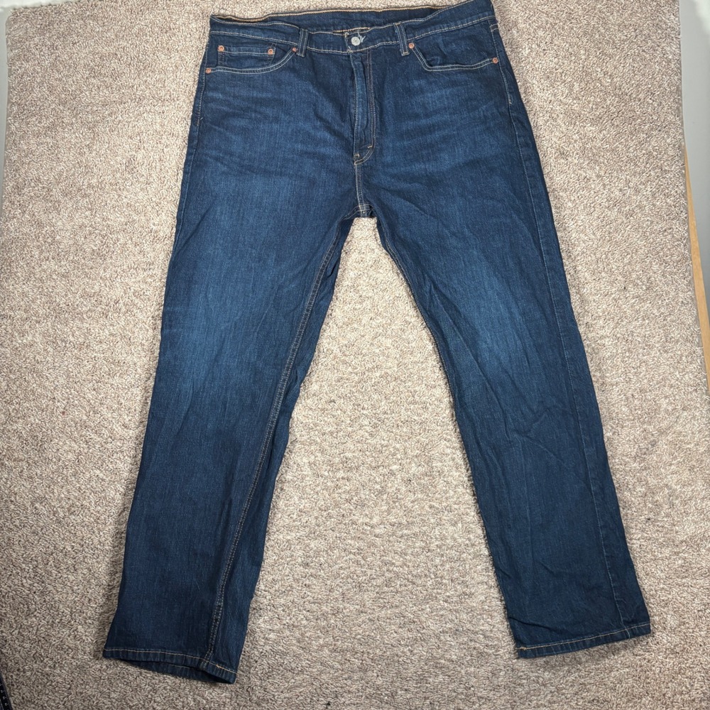Levis 505 Regular Fit Mens Dark Wash Indigo Straight Leg Stretch Jeans 40x32